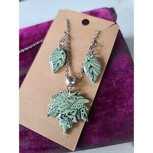 Multicolored Leaf Shaped Polymer Clay Jewelry Set, NEW